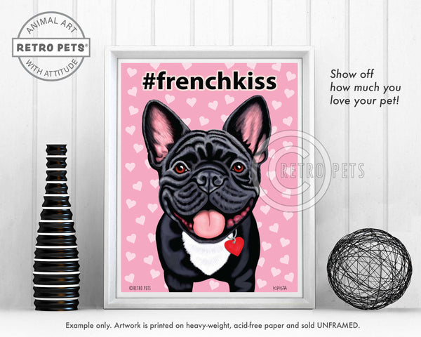 French Kiss Bulldog Art | French Bulldog Art | Retro Pets Art