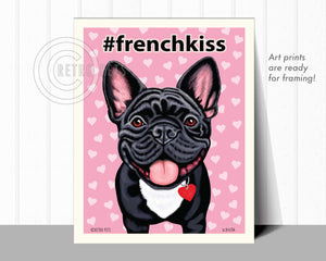 French Kiss Bulldog Art | French Bulldog Art | Retro Pets Art