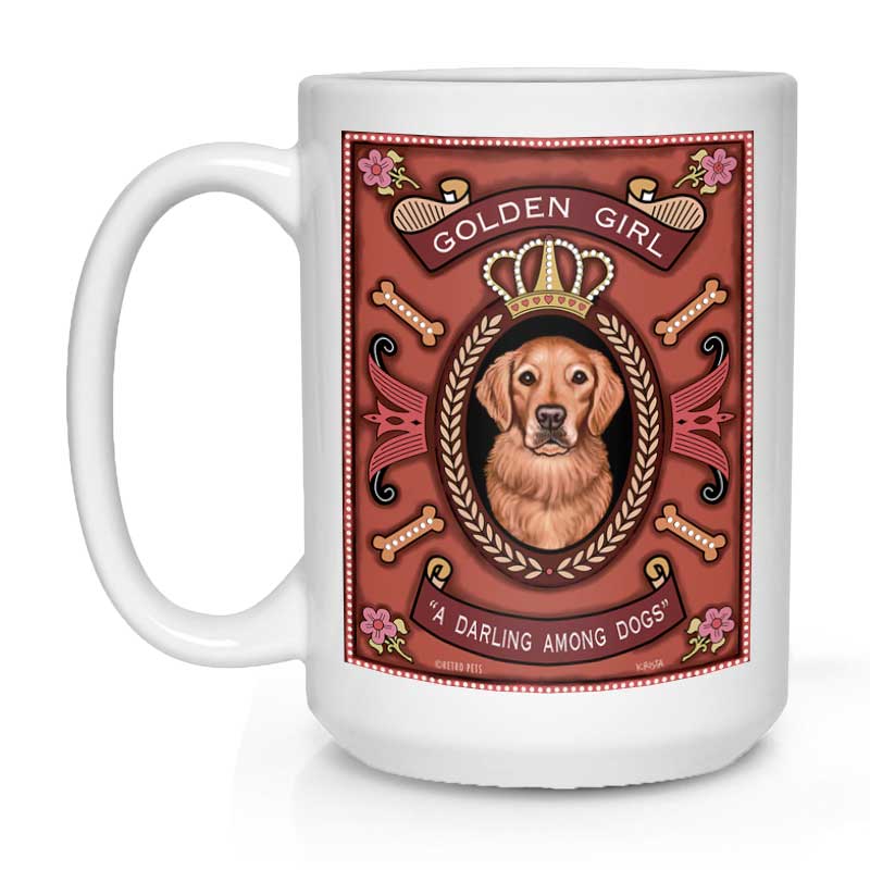 Golden Retriever Art "Golden Girl" 15 oz. White Mug