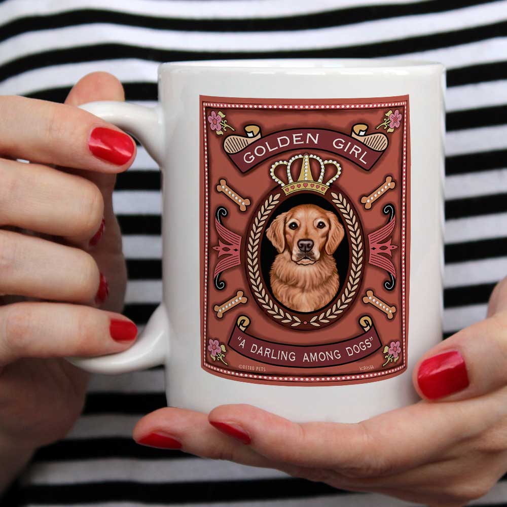 Golden Retriever Art "Golden Girl" 15 oz. White Mug