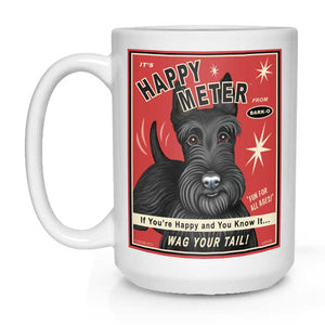 Scottish Terrier Art "Happy Meter" 15 oz White Mug | Retro Pets Art