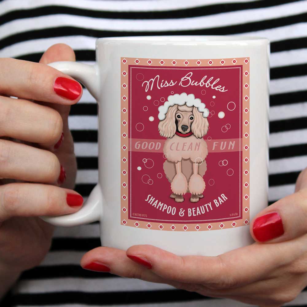 Poodle Art "Miss Bubbles" 15 oz. White Mug