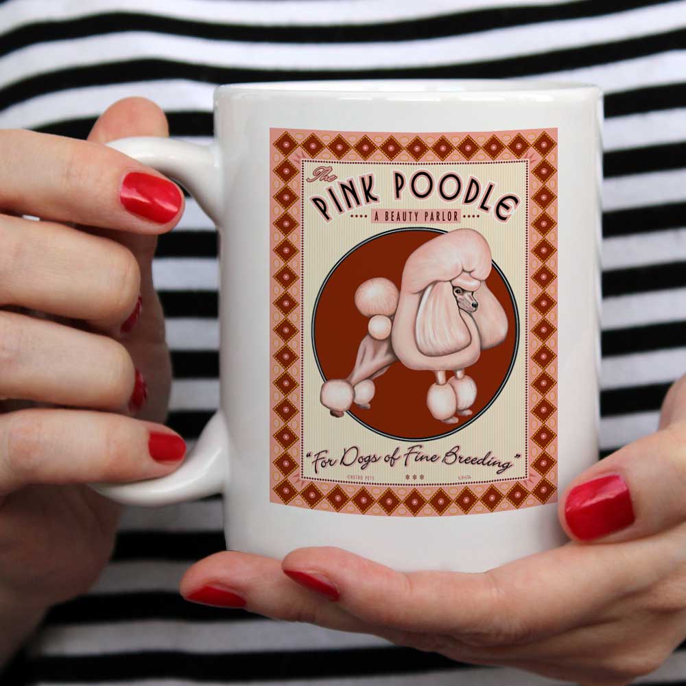 Poodle Art "The Pink Poodle" 15 oz. White Mug