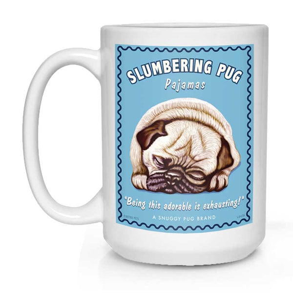 Pug Art "Slumbering Pug" 15 oz. White Mug