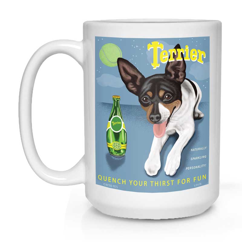 Rat Terrier Art "Perrier Spoof" 15 oz. White Mug
