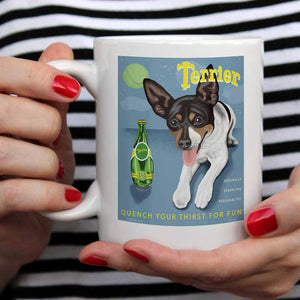 Rat Terrier Art "Perrier Spoof" 15 oz. White Mug