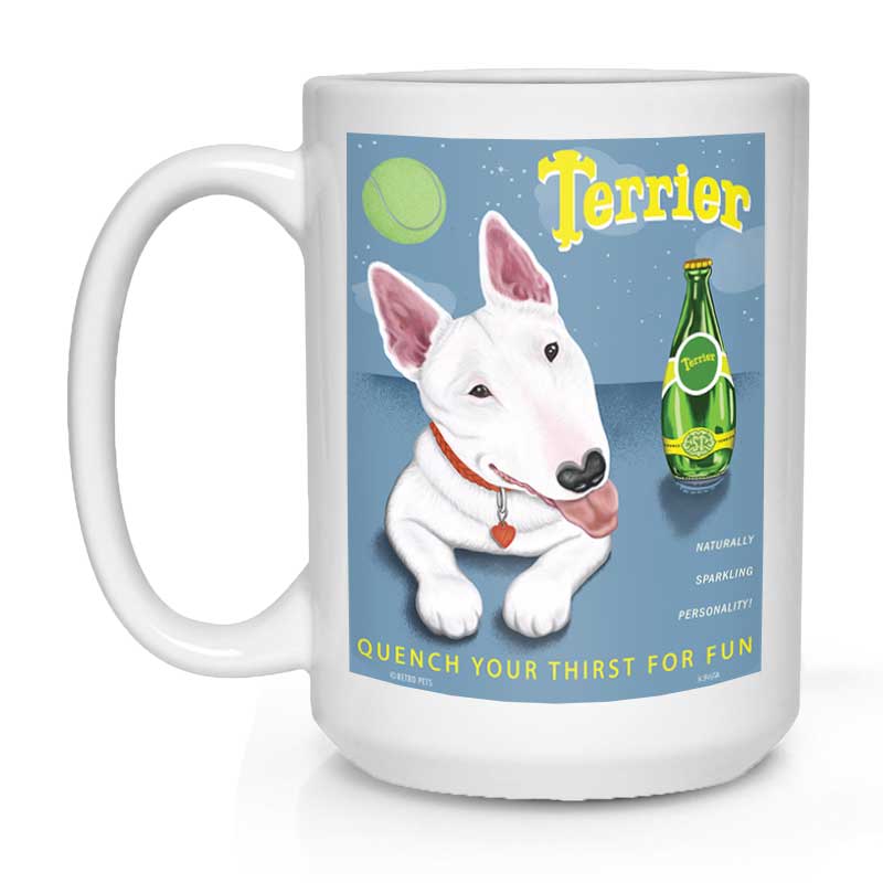 Bull Terrier Art Coffee Mugs | Retro Pets Art