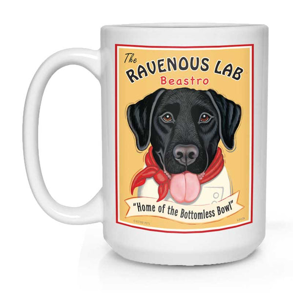 Labrador Retriever Art "Ravenous Lab - Black Lab" 15 oz. White Mug