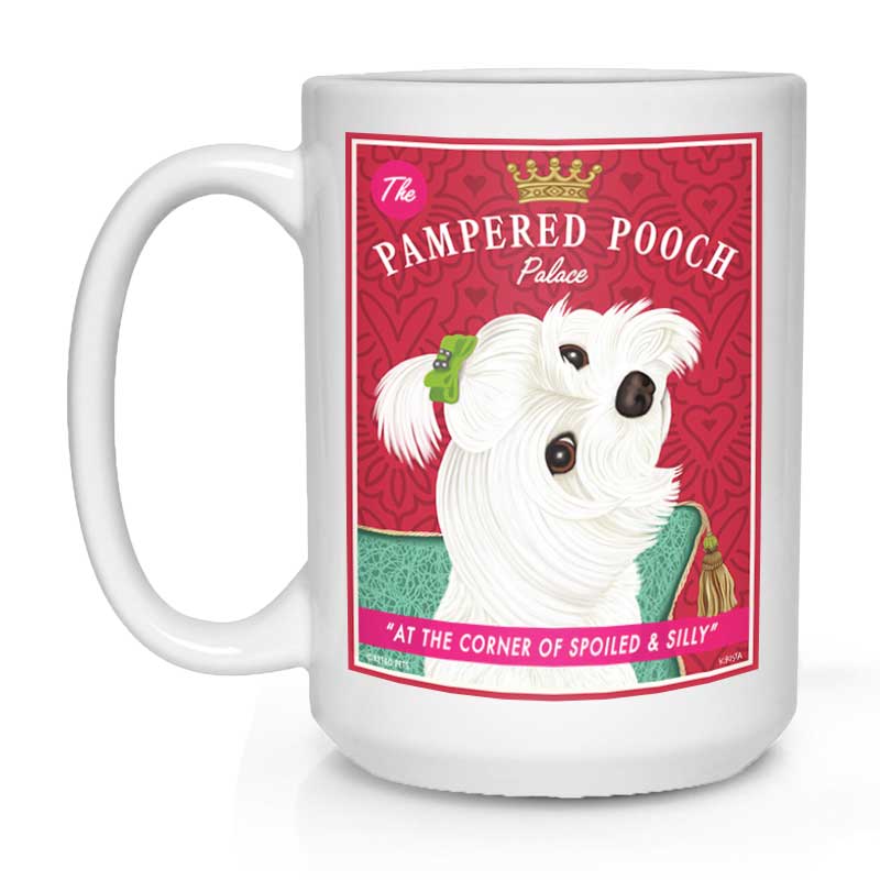 Maltese Art "Pampered Pooch" 15 oz. White Mug