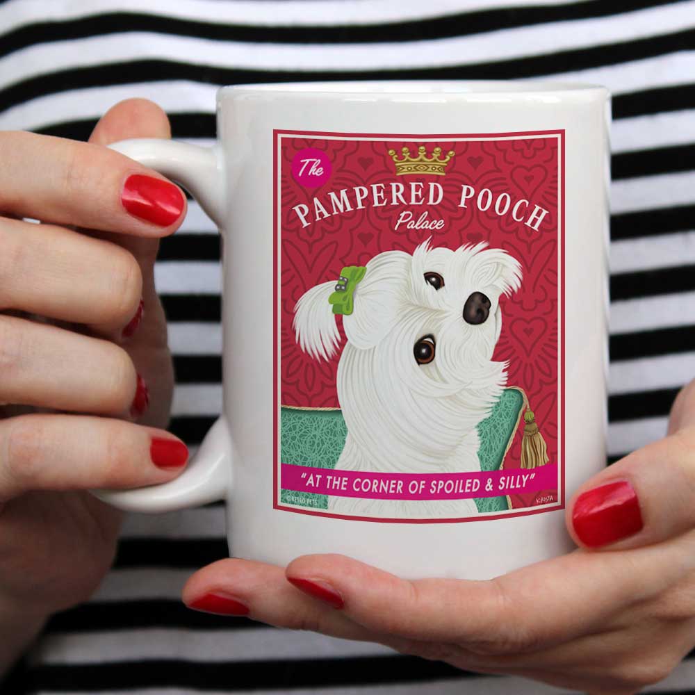Maltese Art "Pampered Pooch" 15 oz. White Mug