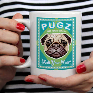 Pug Art "PUGZ Candy" 15 oz. White Mug