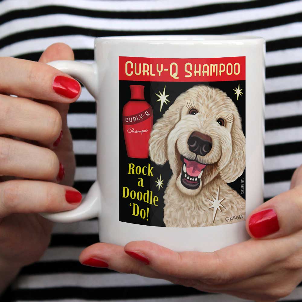 Labradoodle Art "Curly-Q Shampoo - Cream Doodle" 15 oz. White Mug