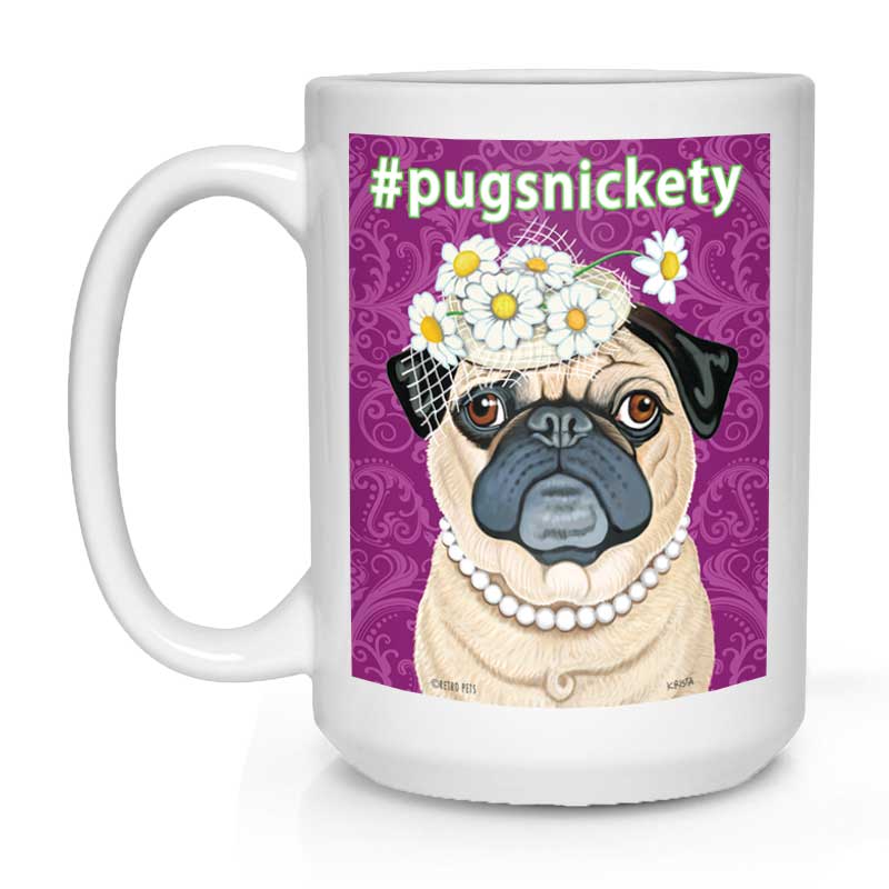 Pug Art "Pugsnickety" 15 oz. White Mug