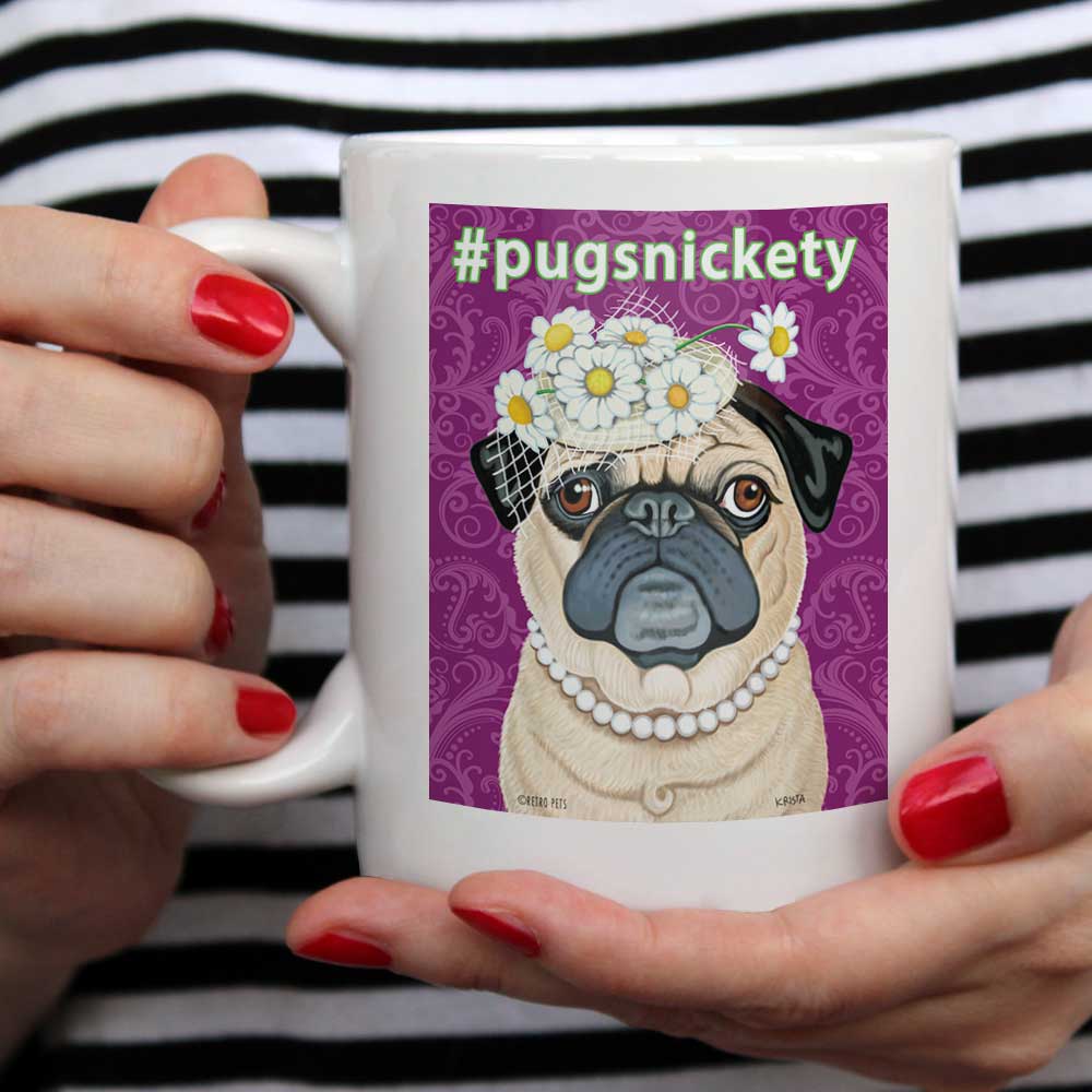 Pug Art "Pugsnickety" 15 oz. White Mug