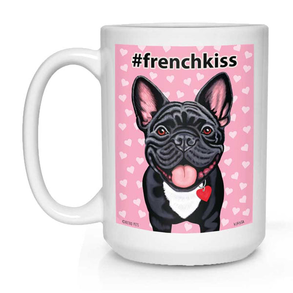 French Bulldog Art "French Kiss" 15 oz. White Mug