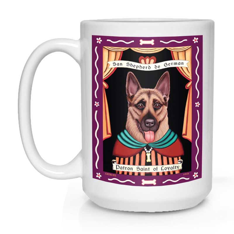 German Shepherd Art "Saint of Loyalty" 15 oz. White Mug