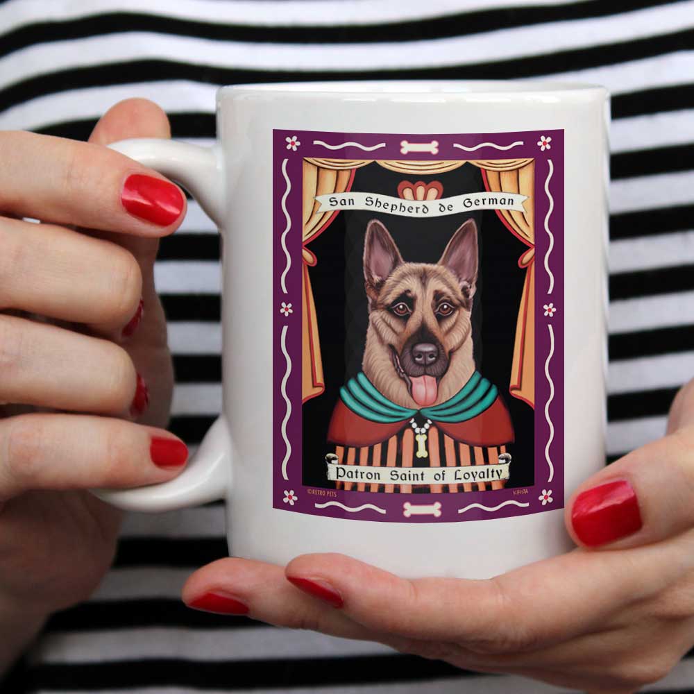 German Shepherd Art "Saint of Loyalty" 15 oz. White Mug