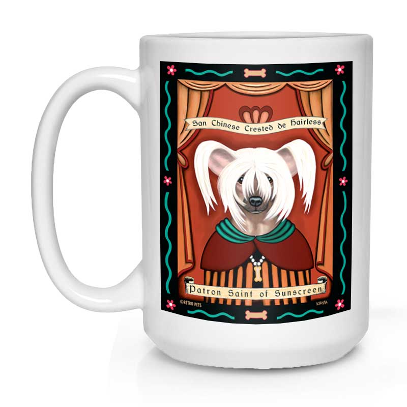 Custom Printed Mug | Chinese Crested Art | Retro Pets Art