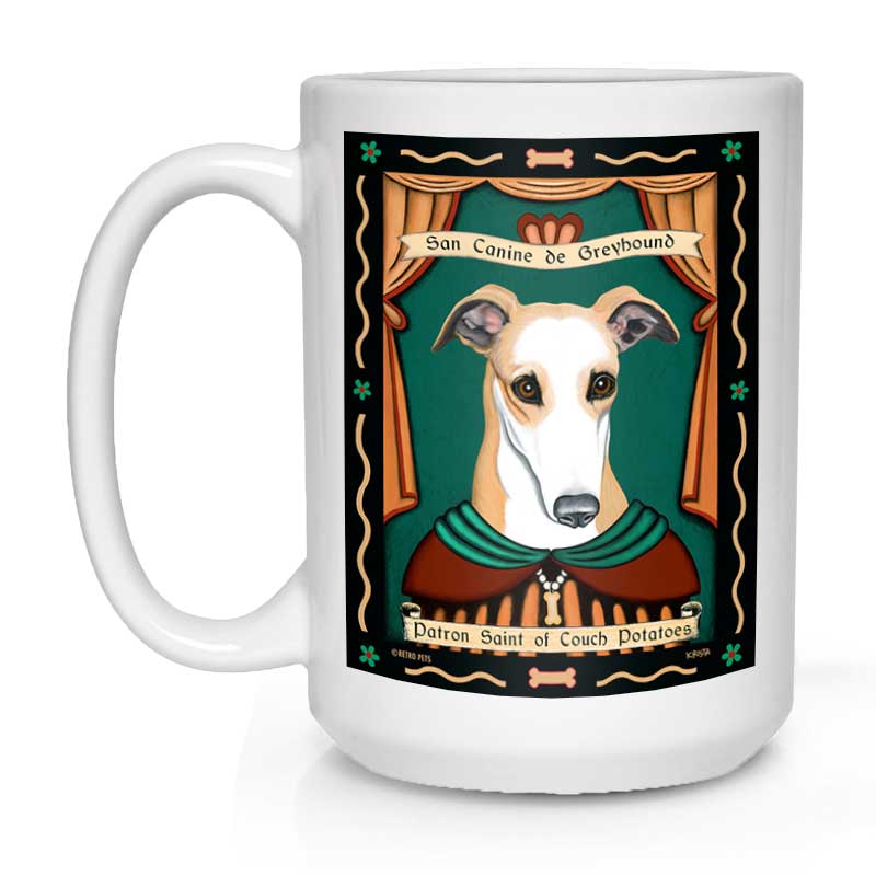 Greyhound Art "Saint of Couch Potatoes" 15 oz. White Mug