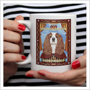 Cavalier King Charles Spaniel Art Mugs | Retro Pets Art