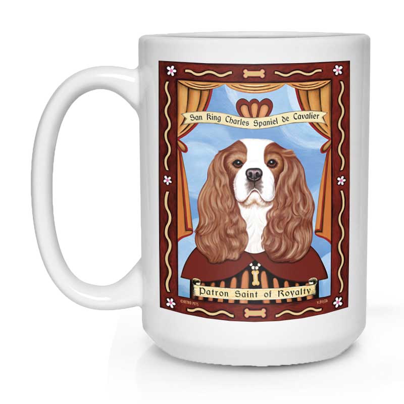 Cavalier King Charles Spaniel Art Mugs | Retro Pets Art