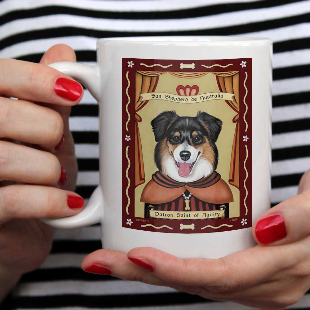 Shepherd Art Tri-Color Shepherd Print Tri-Color Mug Retro Pets Art
