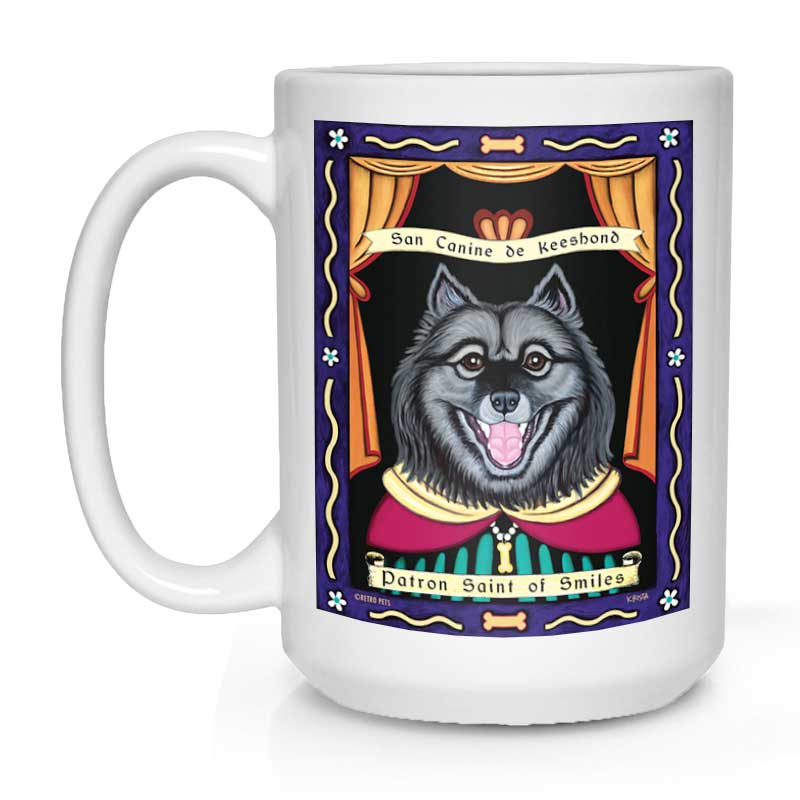 Keeshond Art "Saint of Smiles" 15 oz. White Mug