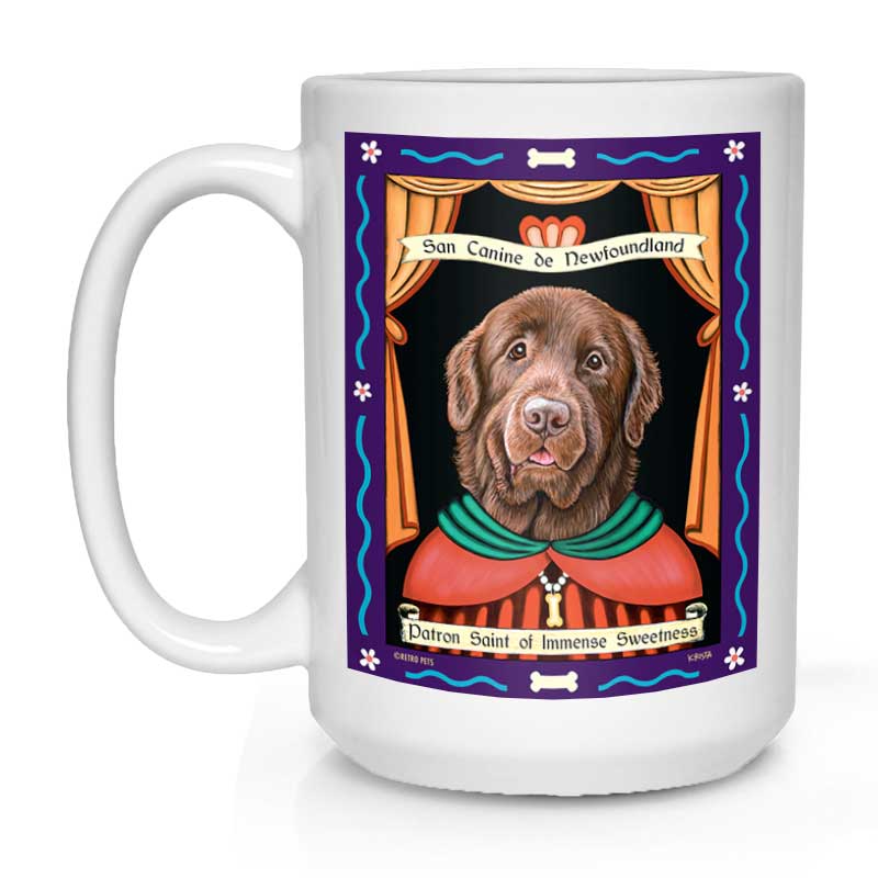 Newfoundland Art (Brown) "Saint of Immense Sweetness" 15 oz. White Mug