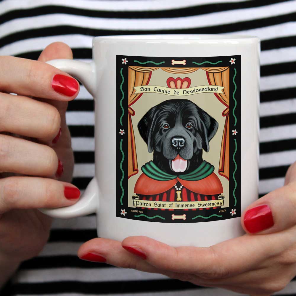 Newfoundland Art (Black) "Saint of Immense Sweetness" 15 oz. White Mug