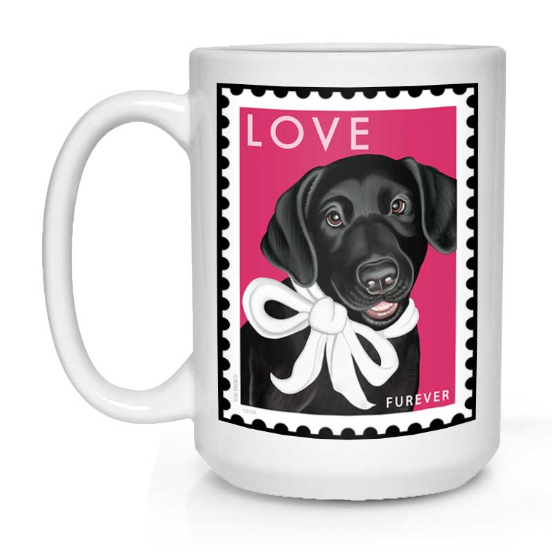Labrador Art "LOVE Furever Stamp" 15 oz. White Mug
