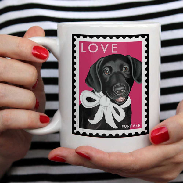 Labrador Art "LOVE Furever Stamp" 15 oz. White Mug