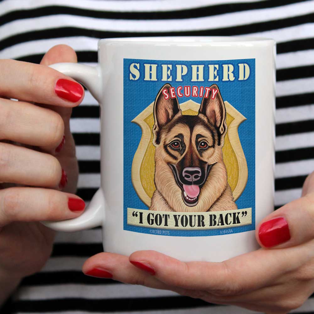 German Shepherd Art "Shepherd Security" 15 oz. White Mug