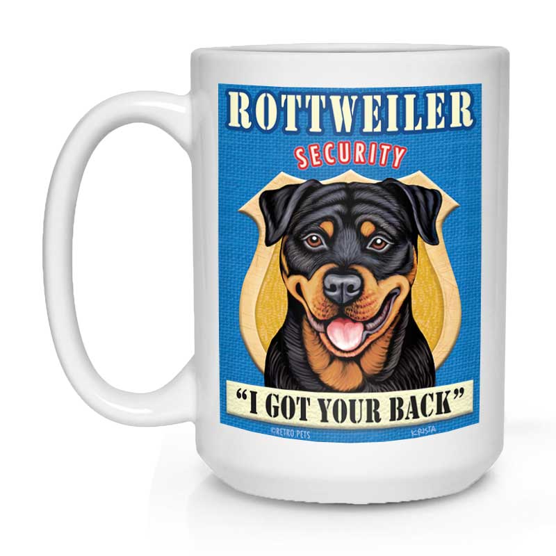Rottweiler Art "Rottweiler Security" 15 oz. White Mug