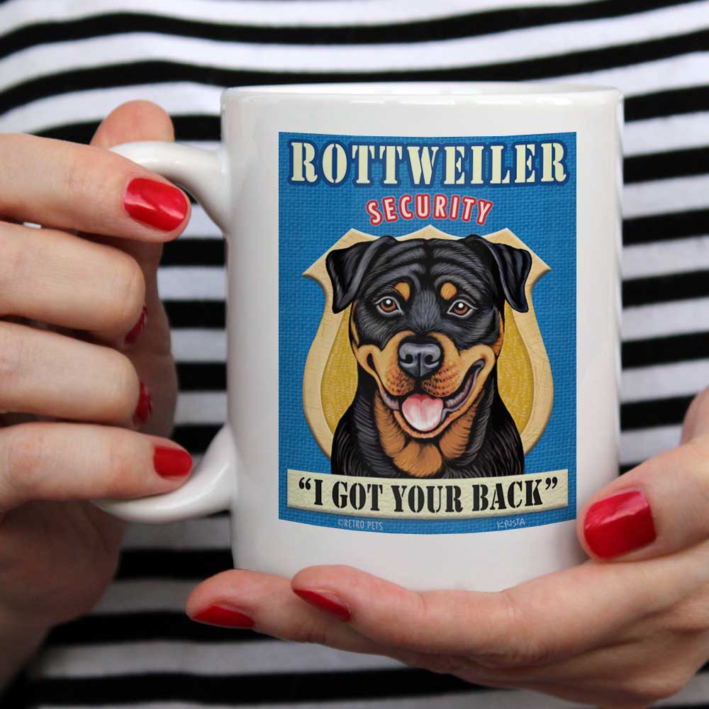 Rottweiler Art "Rottweiler Security" 15 oz. White Mug