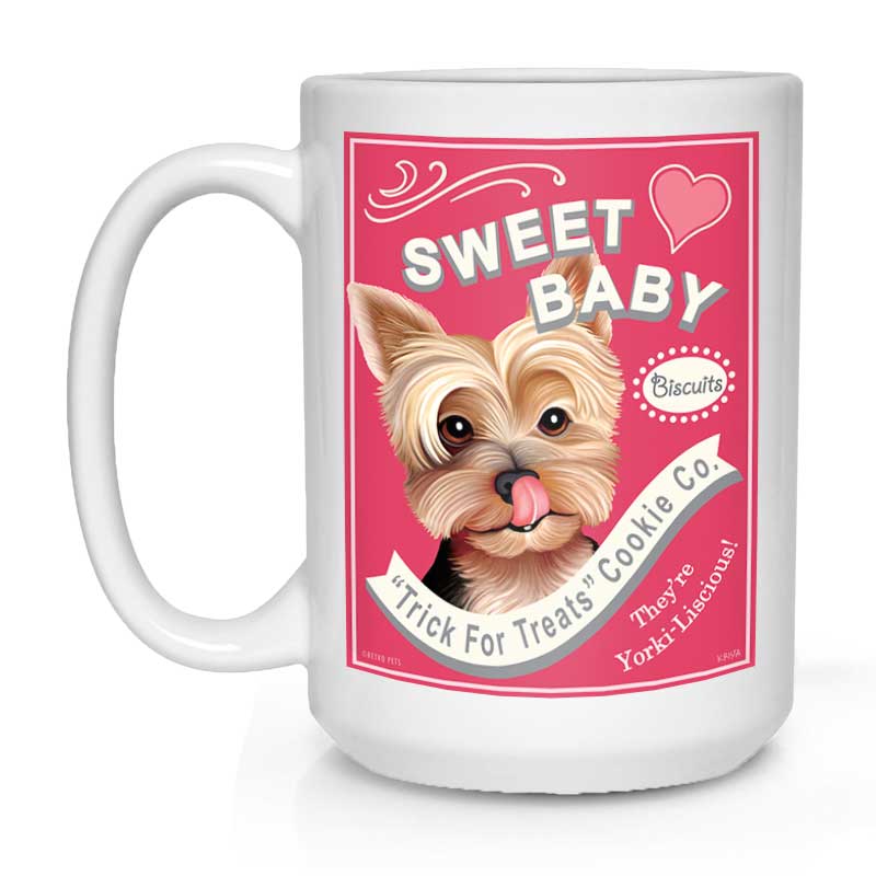 Yorkshire Terrier Art "Sweet Baby Treats" 15 oz. White Mug