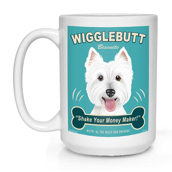 Westie Art "Wigglebutt Biscuits" 15 oz. White Mug