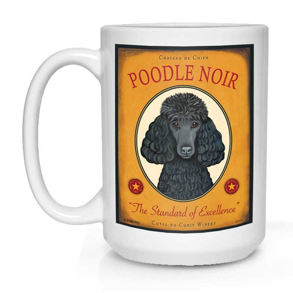 Poodle Art (Black) "Poodle Noir" 15 oz. White Mug