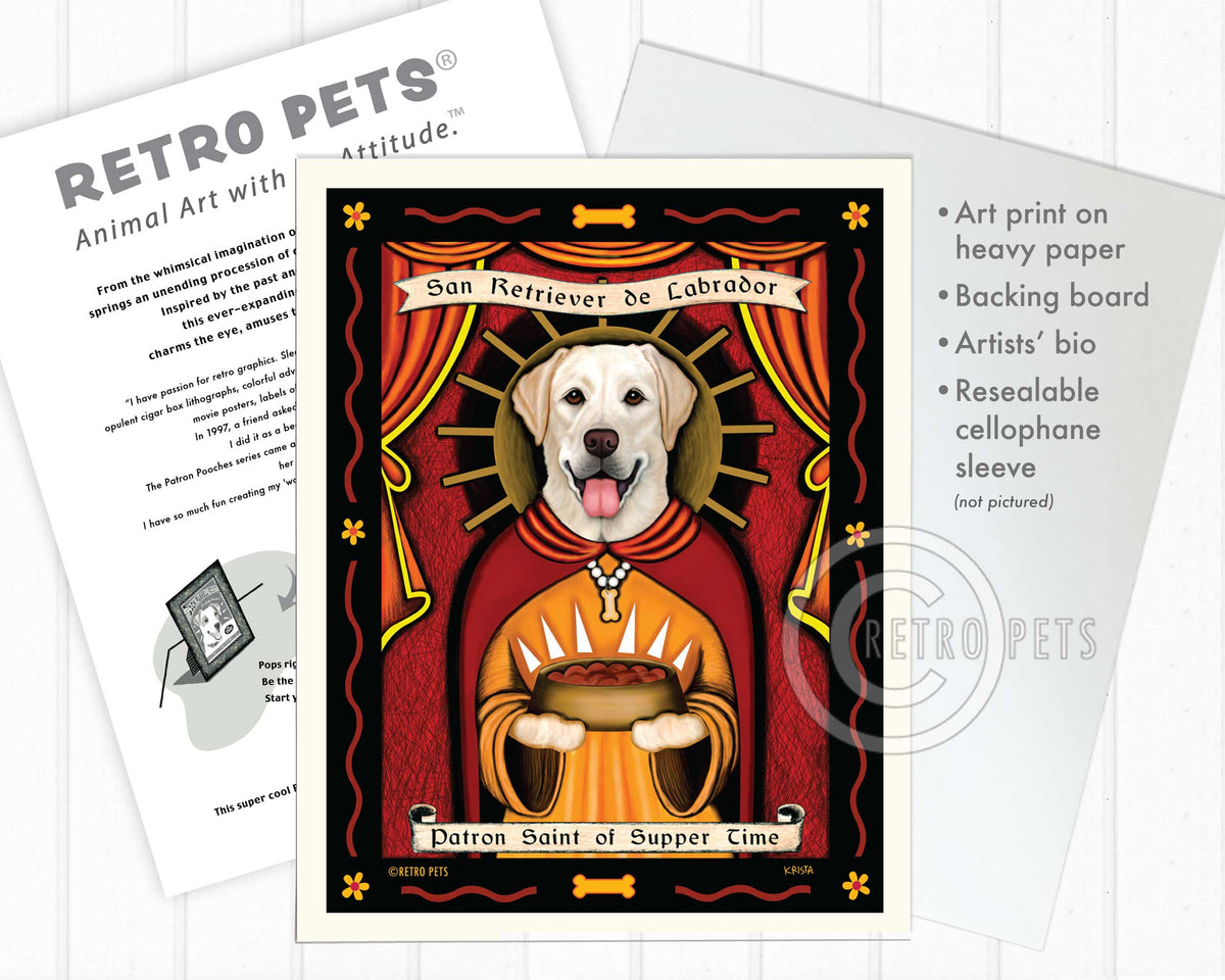 Labrador Retriever Art - Yellow "Patron Saint of Supper Time" Art Print by Krista Brooks