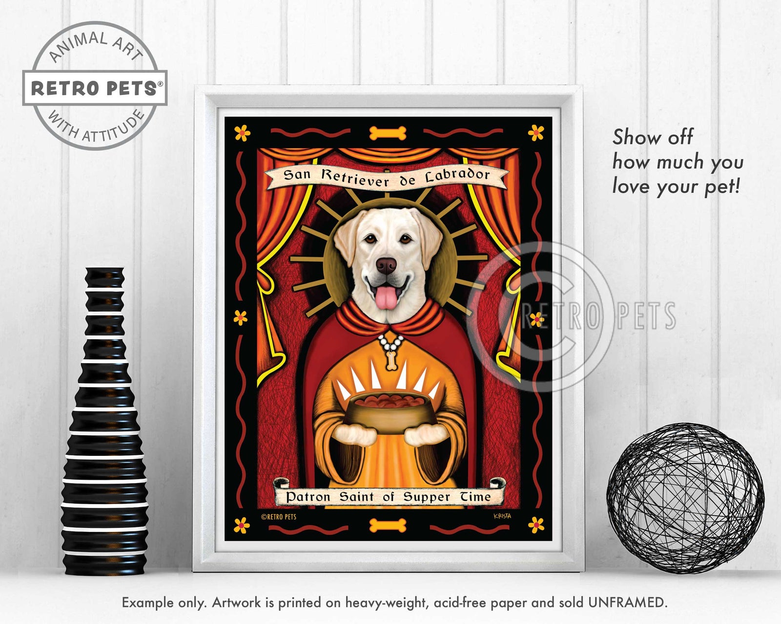 Labrador Retriever Art - Yellow "Patron Saint of Supper Time" Art Print by Krista Brooks