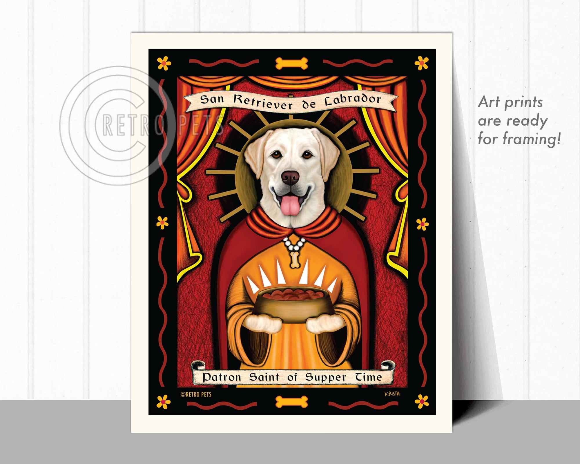 Labrador Retriever Art - Yellow "Patron Saint of Supper Time" Art Print by Krista Brooks