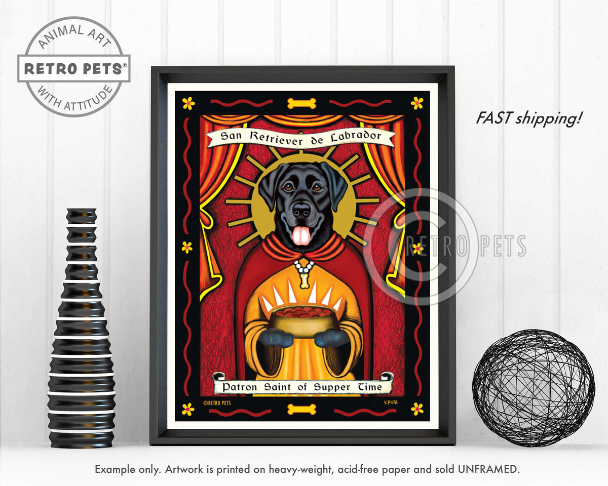 Labrador Retriever Art "Patron Saint of Supper Time" Art Print by Krista Brooks