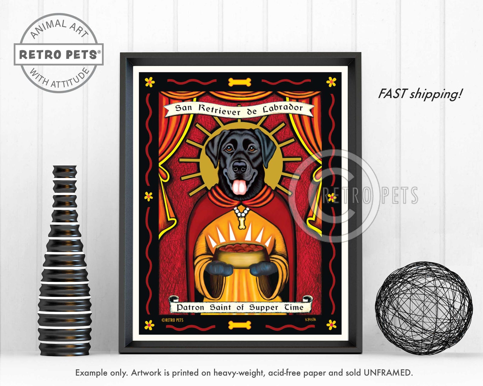 Labrador Retriever Art "Patron Saint of Supper Time" Art Print by Krista Brooks
