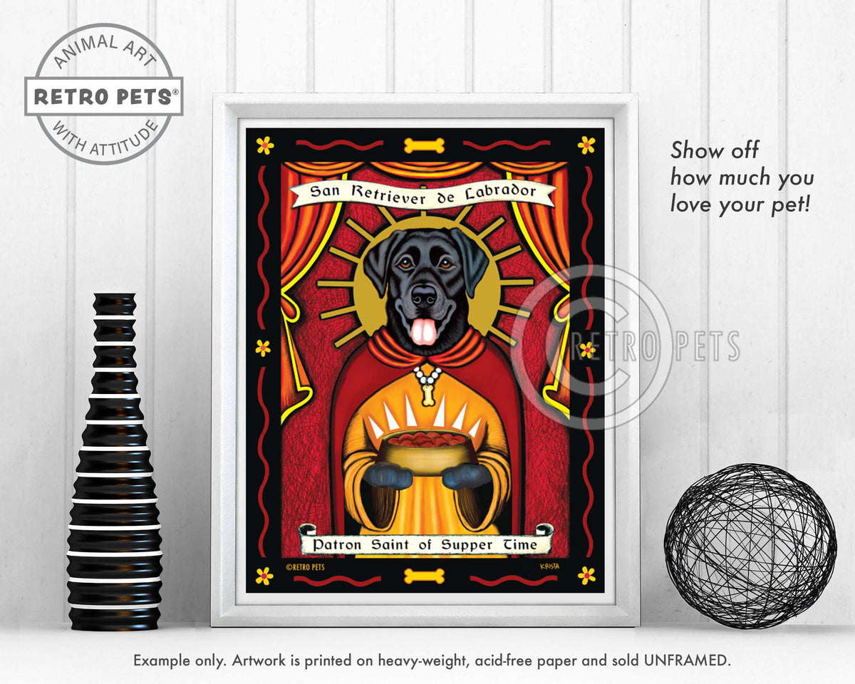 Labrador Retriever Art "Patron Saint of Supper Time" Art Print by Krista Brooks