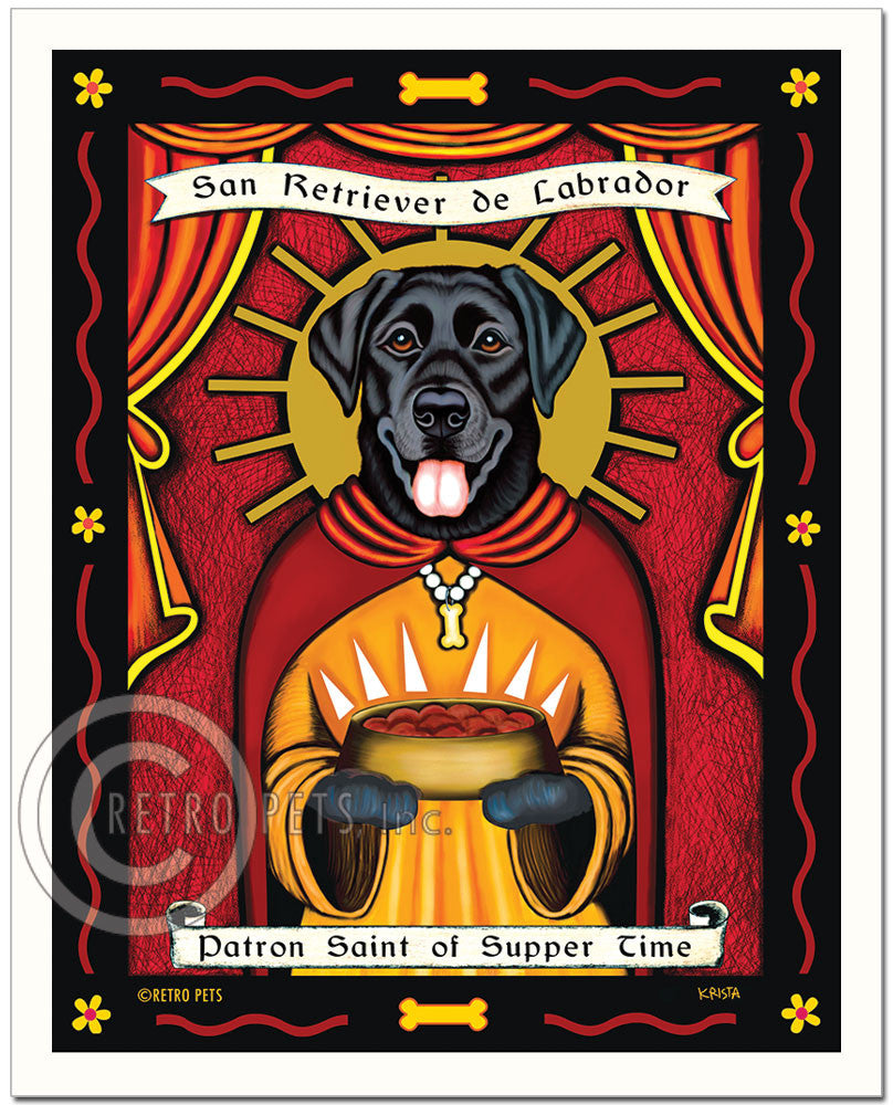 Labrador Retriever Art "Patron Saint of Supper Time" Art Print by Krista Brooks