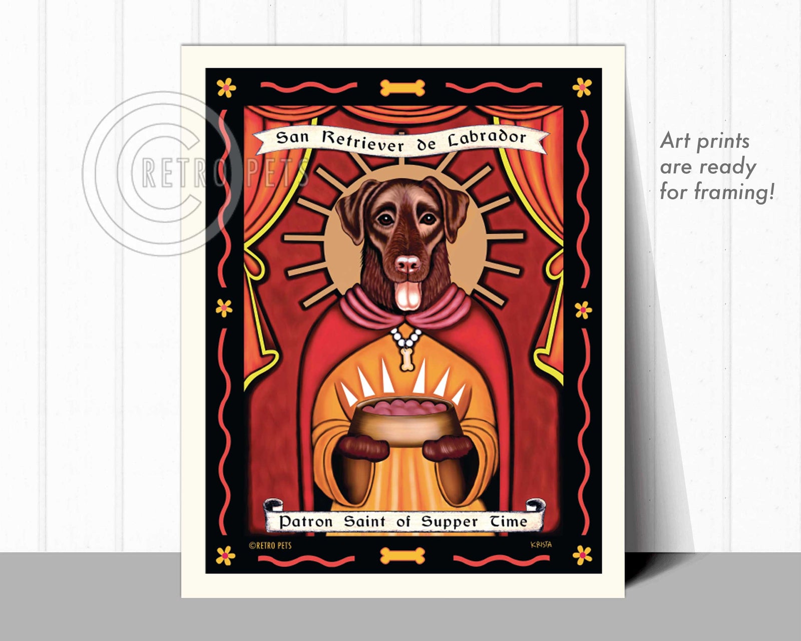Labrador Retriever Art - Chocolate "Patron Saint of Supper Time" Art Print by Krista Brooks