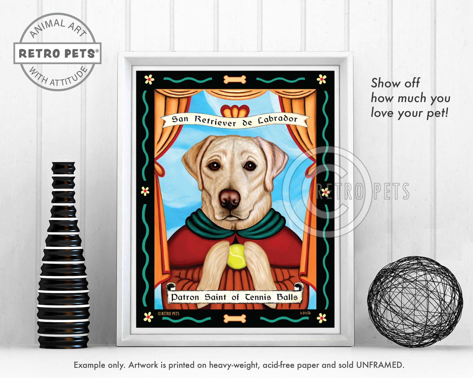 Labrador Retriever Art - Yellow "Patron Saint of Tennis Balls" Art Print by Krista Brooks
