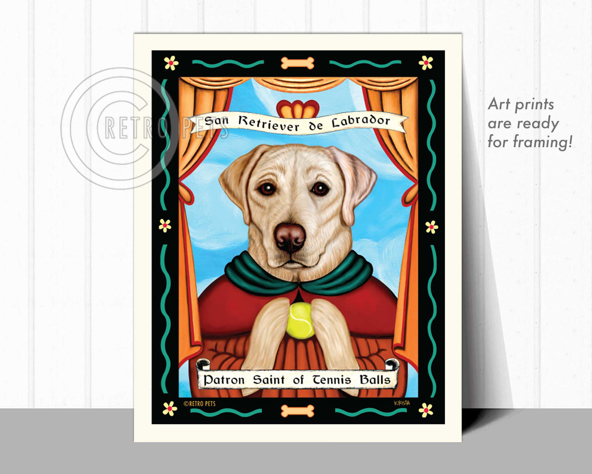 Labrador Retriever Art - Yellow "Patron Saint of Tennis Balls" Art Print by Krista Brooks