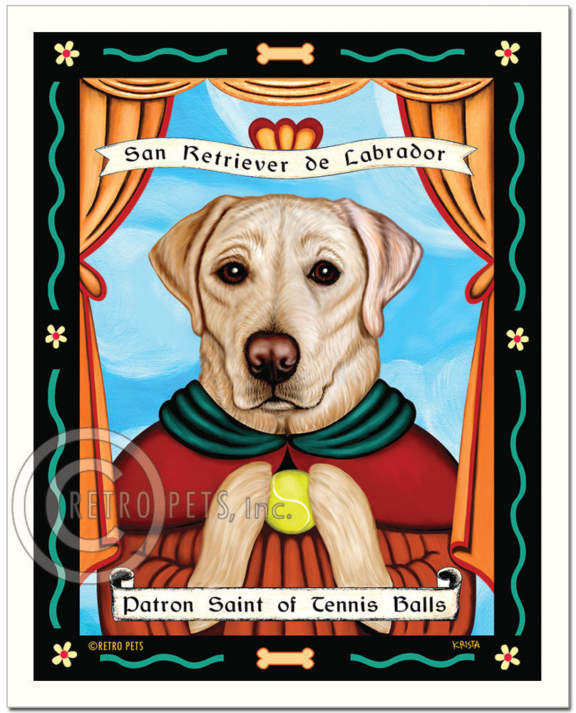 Labrador Retriever Art - Yellow "Patron Saint of Tennis Balls" Art Print by Krista Brooks