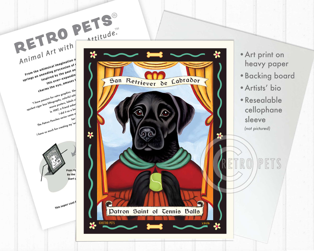 Labrador Retriever Art "Patron Saint of Tennis Balls" Art Print by Krista Brooks