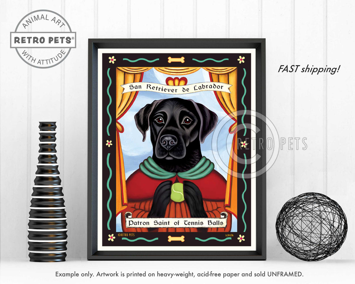 Labrador Retriever Art "Patron Saint of Tennis Balls" Art Print by Krista Brooks